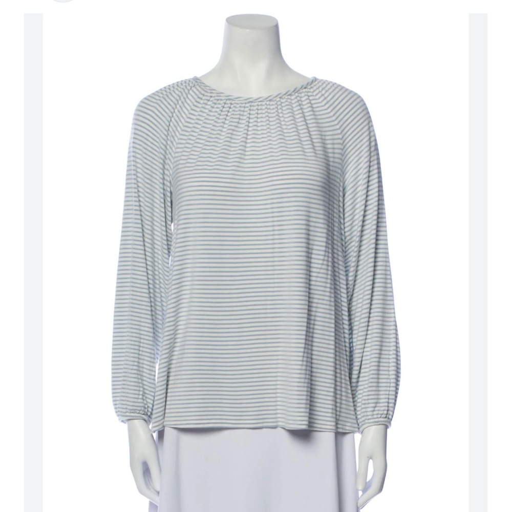 LAKE Pajamas Pima Long Sleeve Top Womens L Blue Striped Modal Lounge Sleepwear